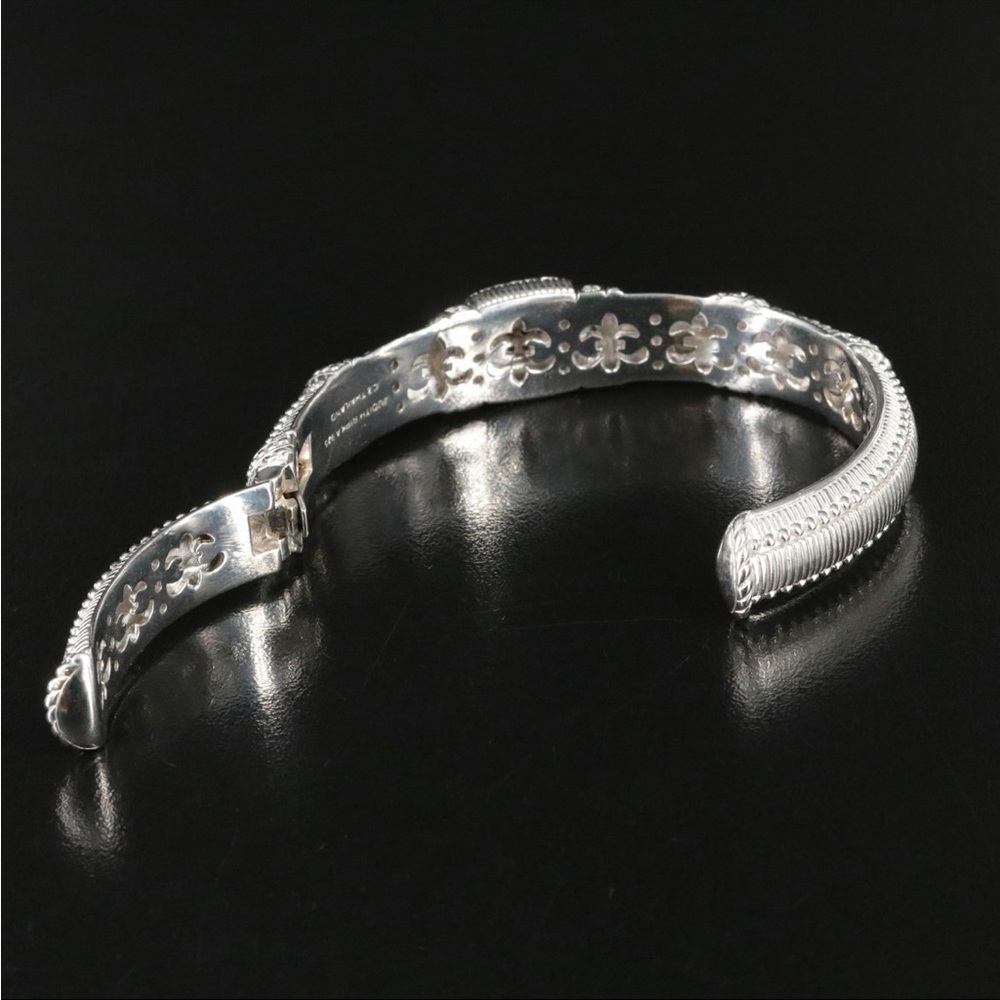 Judith Ripka Silver Textured Bangle Bracelet - Picture 3 of 9